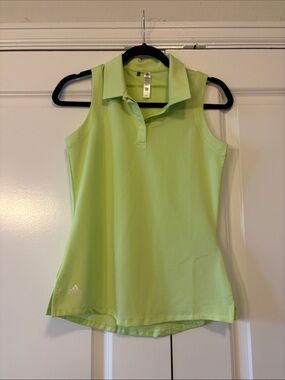 adidas Sleeveless Polo Tank Top - Lime Green